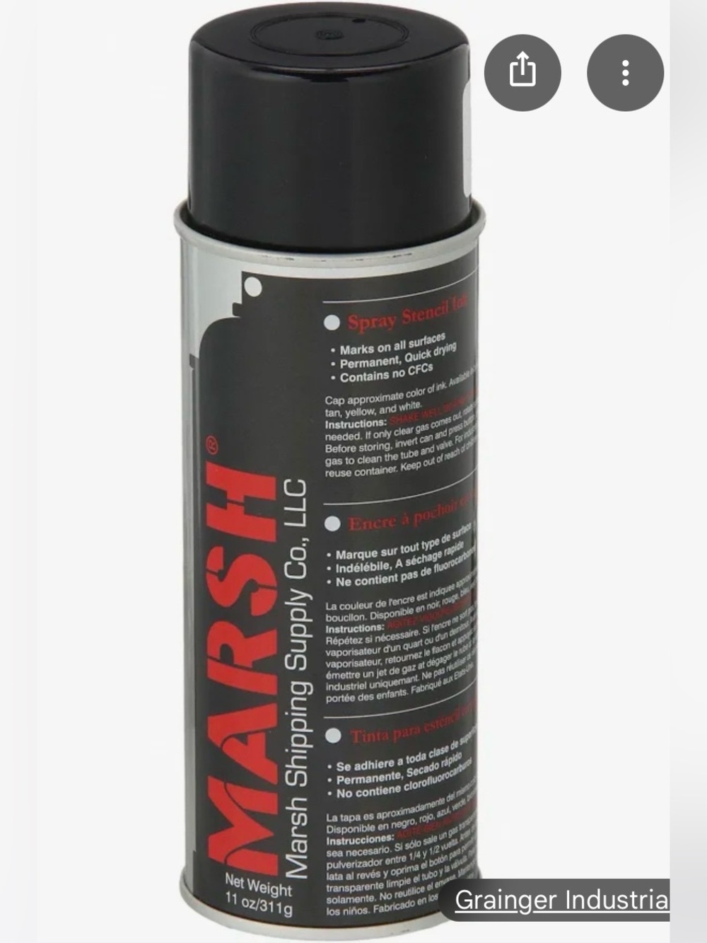 Marsh Shipping Supply Co., LLC spray stencil ink can in an 11 oz size.